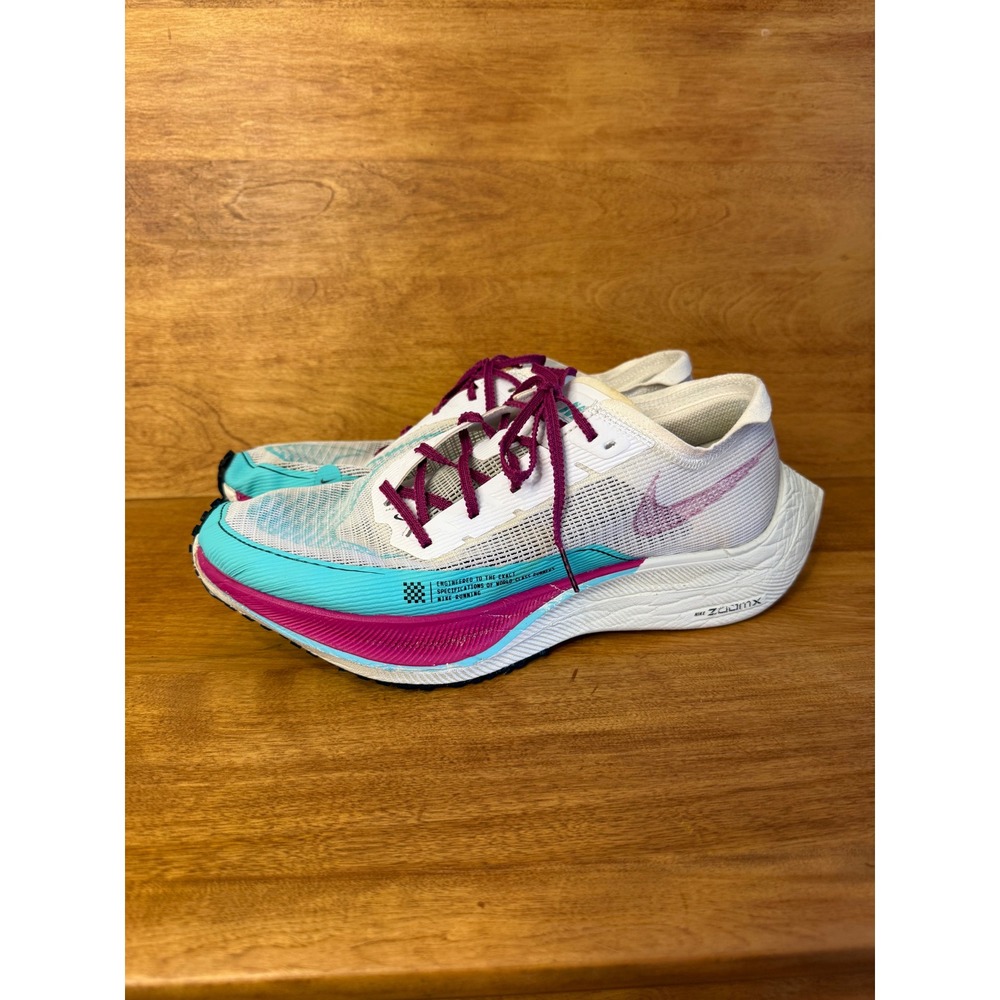 Nike ZoomX Vaporfly Next% 2 Mens White Cyber Teal Running Shoes